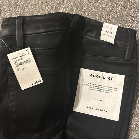 NWT Good American Coated Black Skinny Jeans - Picture 3 of 7